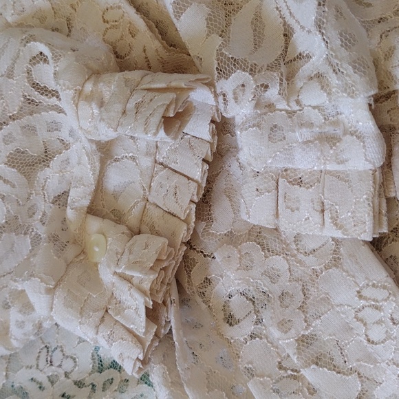 Exquisite Lace Blouse with Pintuck Front, Neck, Cuff Ruffles - Picture 8 of 8